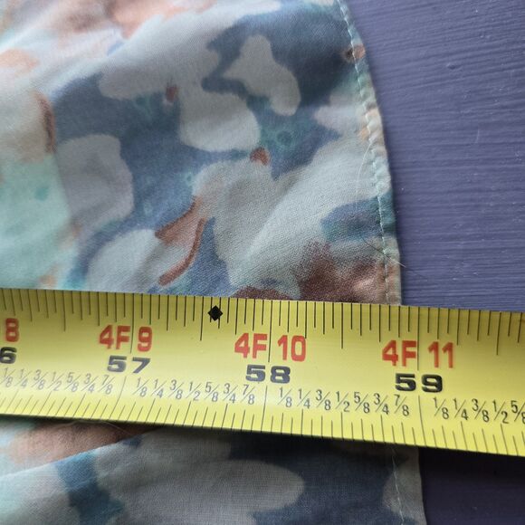 Vince Camuto Blue Printed Watercolor Chiffon Halter Top Gold Beads Maxi Dress 12 - Picture 9 of 10